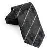Elegance Rhinestone Tie Striped White Rhinestones On Woven Black Silk 3 1/4 Inch - San-Dee