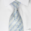 Elegance Silk Necktie Blue Waves On White Sparkling With Crystal Rhinestones - San-Dee