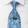 Elegance Silk Necktie Floral On Blue Sparkling With Rhinestones - San-Dee
