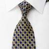 Elegance Silk Necktie Golden Trellis On Navy With Rhinestones - San-Dee
