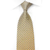 Elle Homme Mens Rhinestone Silk Necktie Yellow Navy Micro Checker With Silver Sparkles - San-Dee