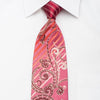 Elle Homme Men's Rhinestone Tie Scrolls & Striped On Burgundy Pink With Sparkles - San-Dee