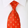 Elle Homme Rhinestone Silk Necktie Gold Lions On Red With Gold Sparkles - San-Dee