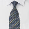 Elle Homme Rhinestone Silk Necktie Silver Trellis On Blue With Silver Sparkles - San-Dee