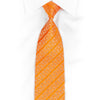 Franco Ferraro Mens Silk Rhinestone Necktie White Filigree On Orange With Silver Sparkles - San-Dee