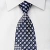 Franco Ferraro Rhinestone Silk Necktie Silver Blue Checkered