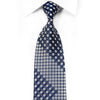Franco Ferraro Rhinestone Silk Necktie Silver Navy Checkered