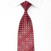 GGio Men’s Crystal Silk Necktie Geometric On Burgundy With 