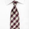 GGio Mens Silk Necktie Burgundy Ivory Checkered Sparkling 