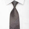 GGio Mens Silk Necktie Gold Navy Checkered Sparkling With 