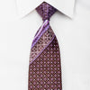 GGio Rhinestone Silk Necktie Cartouche Flur de Lis On Purple