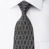 Giorgio Ferri Mens Silk Necktie Silver Geometric Ovals On 
