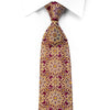 Gold Arabesque On Burgundy Rhinestone Silk Necktie With 