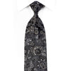 Grand Jour Black Silk Tie Silver Anthemion On Black With 