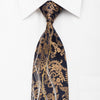 Grand Jour Men’s Rhinestone Necktie Gold Anthemion On Navy 