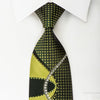 Grand Jour Rhinestone Silk Necktie Green Dots On Black With 