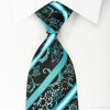 Grand Jour Rhinestone Silk Necktie Turquoise Striped On Dark