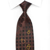 Grang Cia Men’s Crystal Necktie Geometric Circles On Brown 