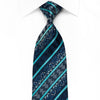 Grang Cia Men’s Crystal Silk Necktie Blue Striped On Navy 