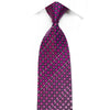 Grang Cia Men’s Crystal Silk Necktie Pink Checker On Purple 
