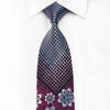 Grang Cia Men’s Crystal Silk Necktie Silver Blue Geometric 