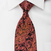 Grang Cia Men’s Silk Necktie Orange Paisley On Black 