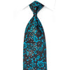 Grang Cia Men’s Silk Rhinestone Necktie Blue Floral On Black