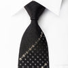 Grang Cia Silk Necktie Silver Dots On Black Sparkling With 