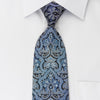 Grang Cia Silk Rhinestone Necktie Damask On Blue With Silver