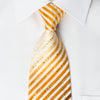 Grang Cia Silk Rhinestone Necktie Orange Brown Striped 