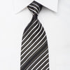 Guy Laroche Mens Rhinestone Necktie Silver Striped On Black 