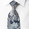 Guy Laroche Silk Tie Silver Anthemion On Blue Sparkling With