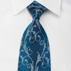 Guy Laroche Silk Tie Silver Filigree On Blue Sparkling With 
