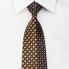 Indian Homme Men’s Rhinestone Silk Necktie Orange Floral On 
