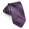 Indian Homme Rhinestone Silk Neck Tie Purple Dots & Squares 