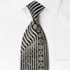 Klaus Raam Mens Silk Rhinestone Necktie Silver Black Striped