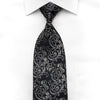 Lancetti Men’s Crystal Necktie Silver Acanthus On Black With