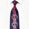 Lancetti Men’s Crystal Silk Tie Pink Purple Floral On Navy 