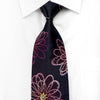 Lancetti Men’s Silk Necktie Floral On Navy Blue Sparkling 