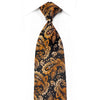 Lancetti Rhinestone Silk Necktie Orange Paisley On Black 