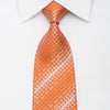 Lancetti Silk Necktie Checkered On Orange Sparkling With 
