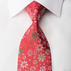 Lancetti Silk Necktie Floral On Red Sparkling With 