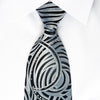 Lancetti Silk Rhinestone Necktie Silver Blue Scrolls On 