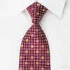 Lancetti Silk Rhinestone Tie Golden Trellis On Burgundy With