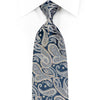 Louis-Quatorze-95 Men’s Rhinestone Necktie Silver Paisley On