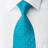 Louis Quatorze Rhinestone Silk Necktie Foulard On Teal With 