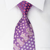 Louis Quatorze Rhinestone Silk Necktie Pink Dots On Purple 