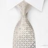 Louis Quatorze Rhinestone Silk Necktie Silver Geometric On 