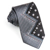 Marie Claire Men’s Silk Neck Tie With Rhinestones Silver Zig