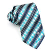 MCM Men’s Rhinestone Silk Neck Tie Navy Blue Stripes On 